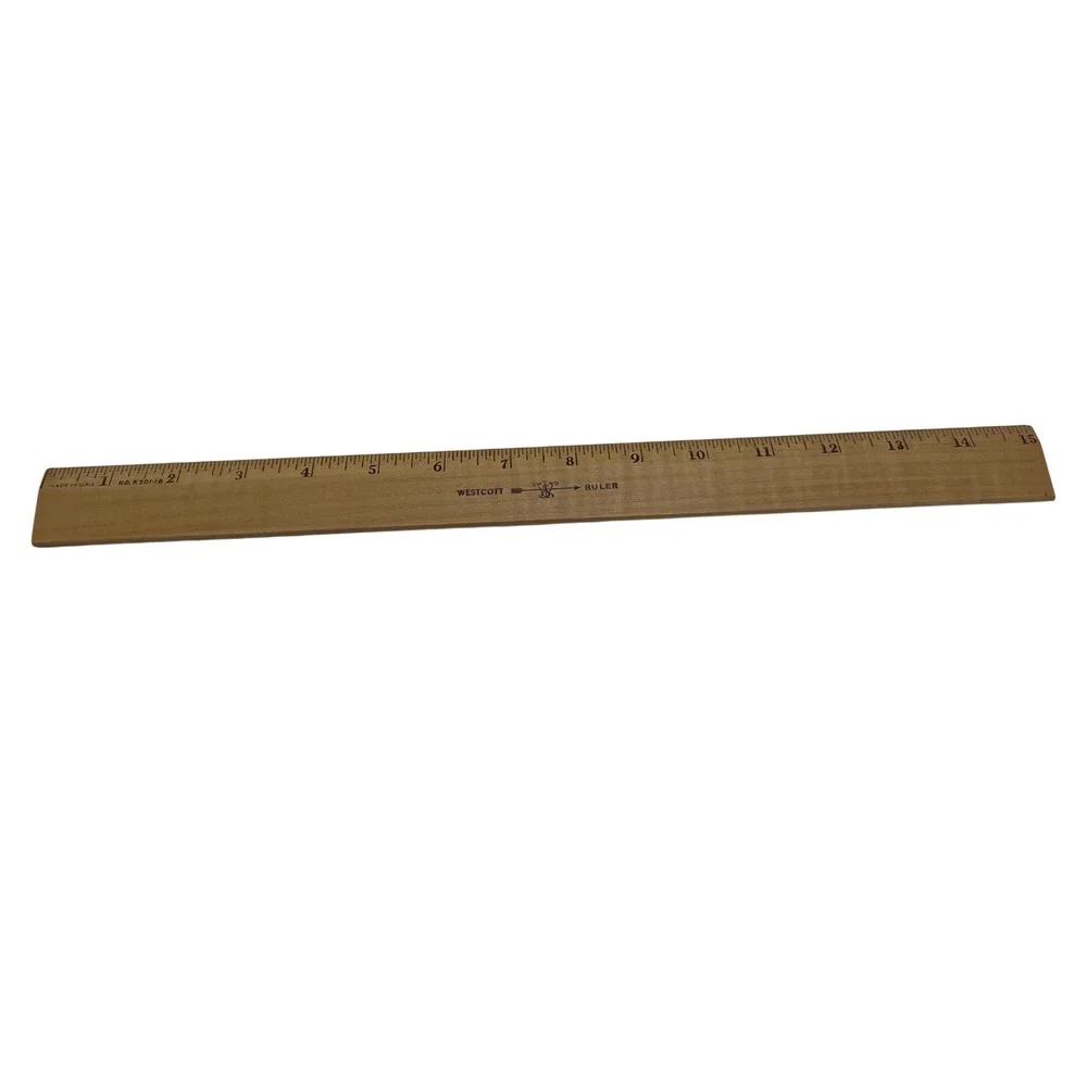 Westcott 15 Inch Wood Ruler with Metal Edge R501-15 Made in USA Vintage Style